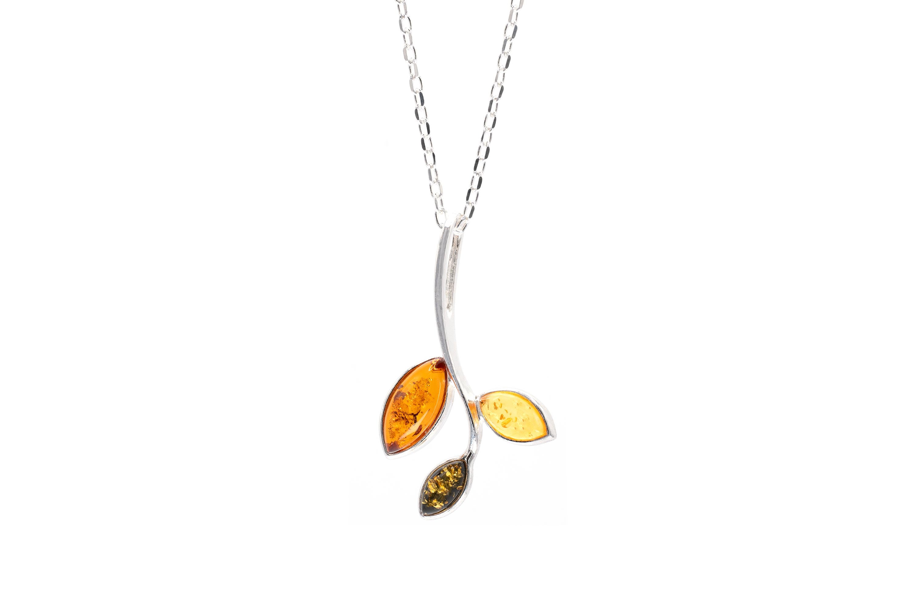 Sterling Silver Amber Leaf Pendant