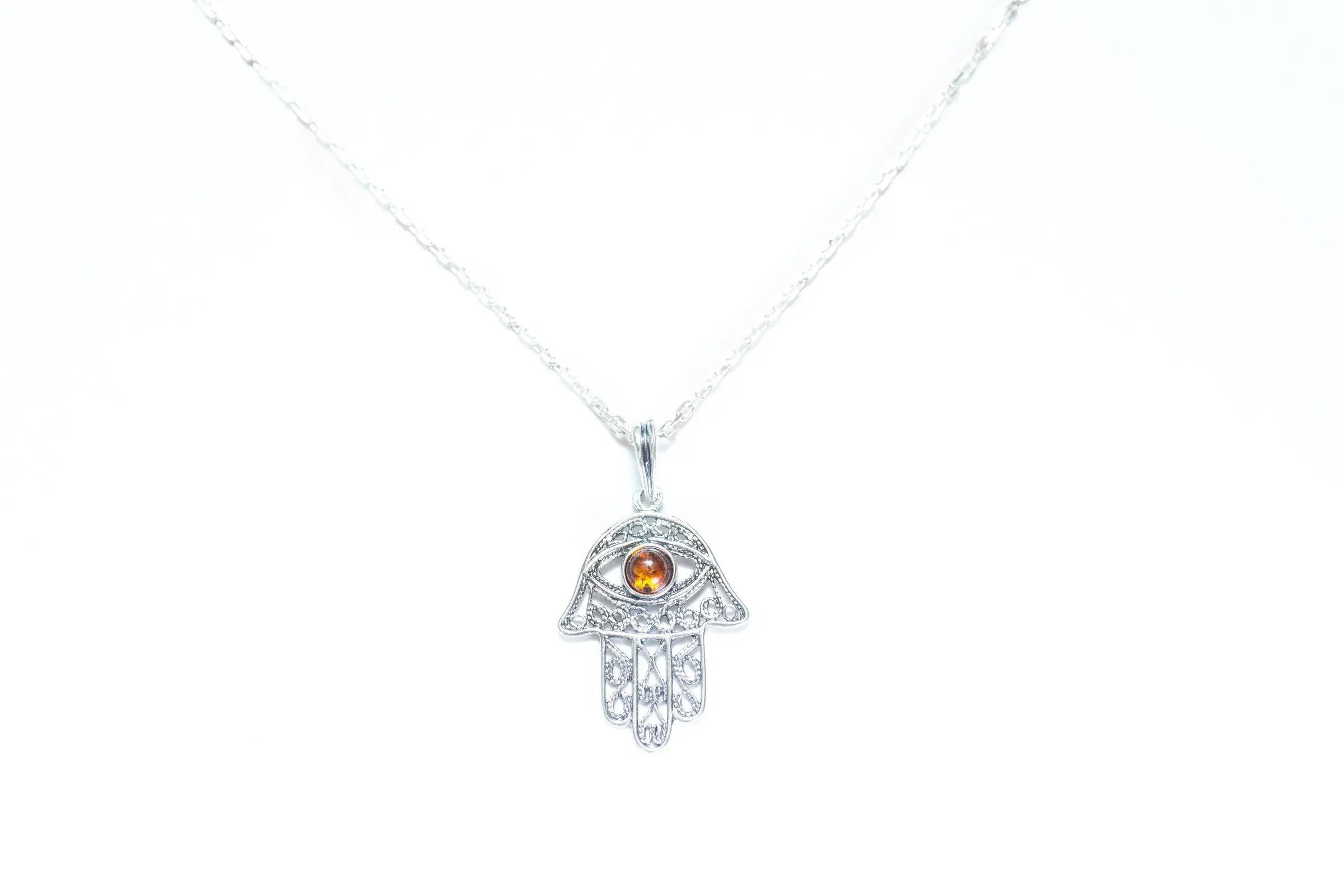 Baltic Beauty Pendant Amber Hamsa Pendant