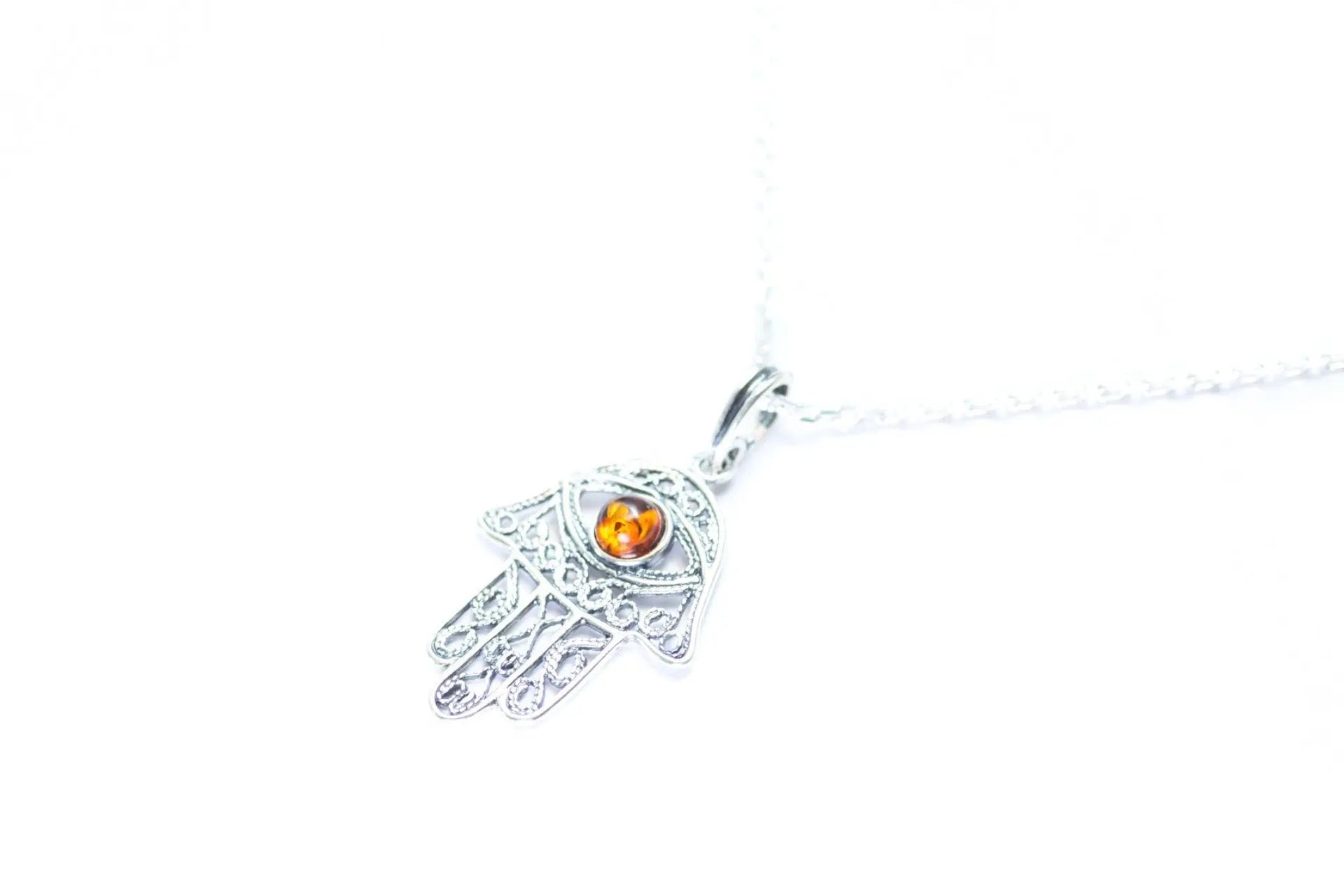 Baltic Beauty Pendant Amber Hamsa Pendant