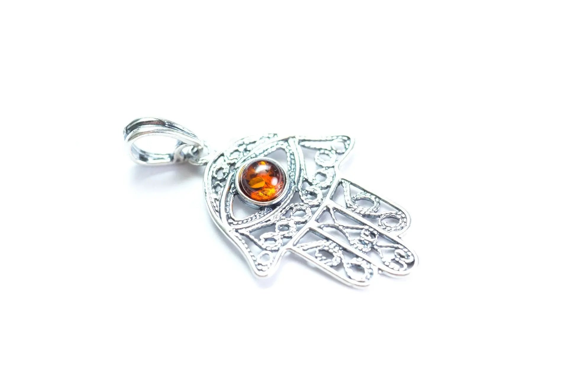 Baltic Beauty Pendant Amber Hamsa Pendant