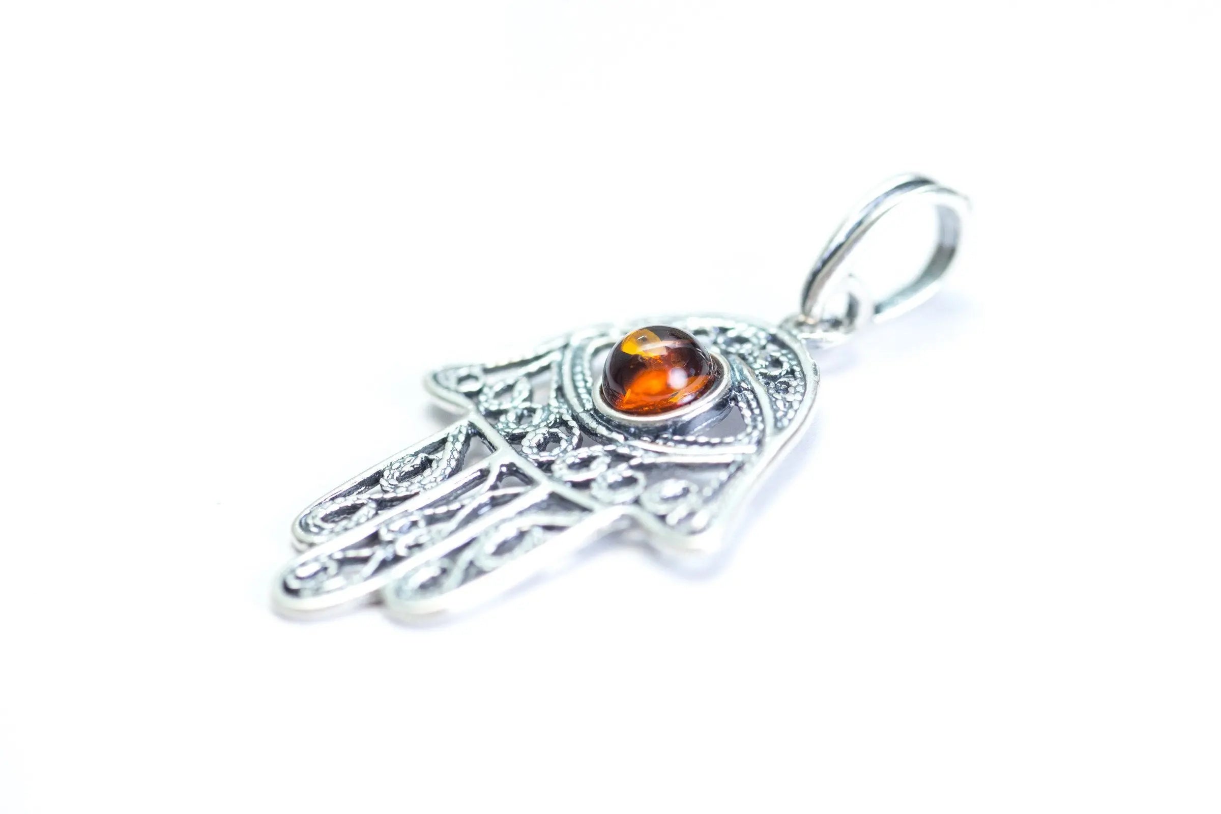 Baltic Beauty Pendant Amber Hamsa Pendant