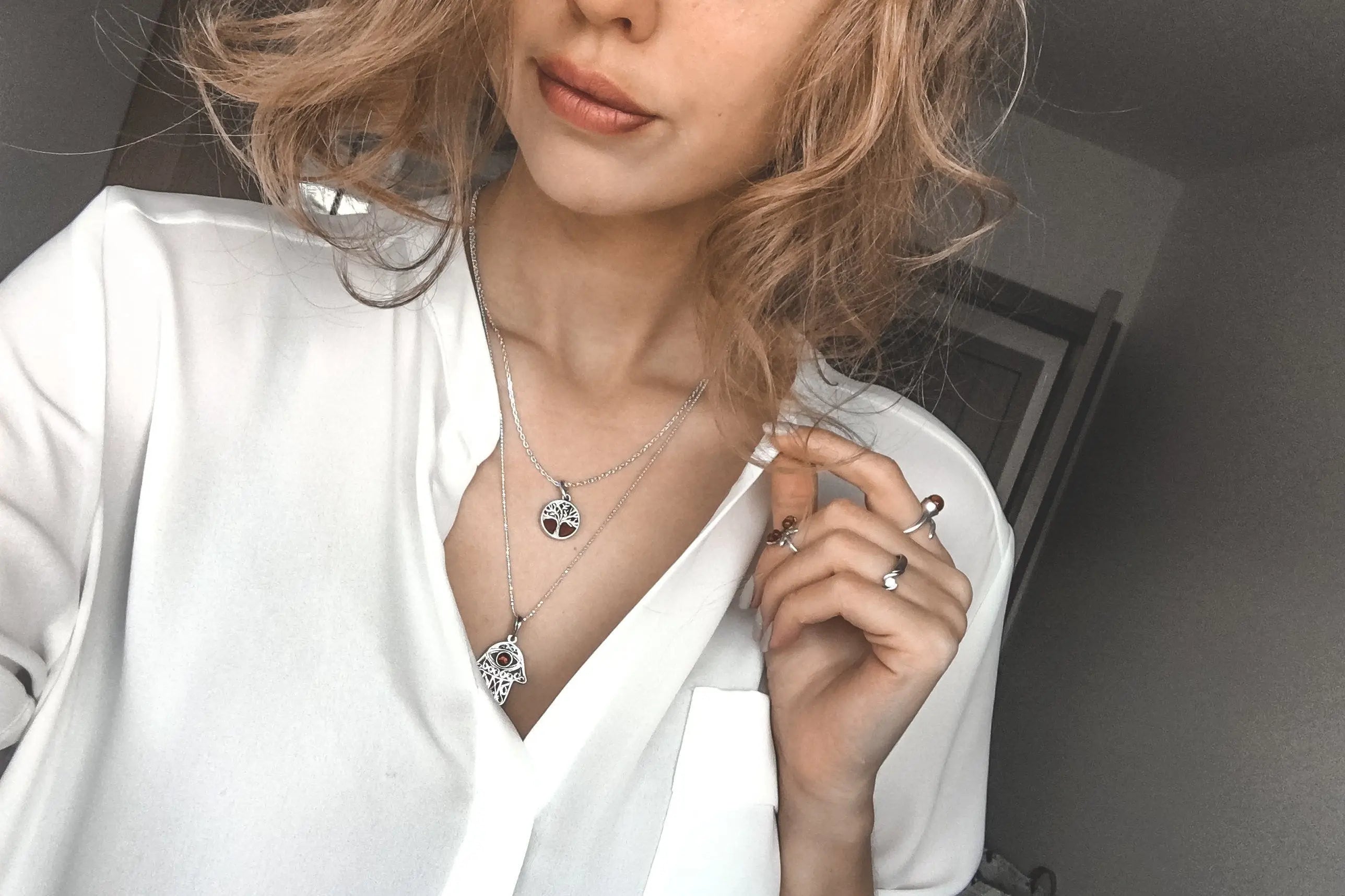 Ajoure Hamsa Pendant- Necklaces- Baltic Beauty