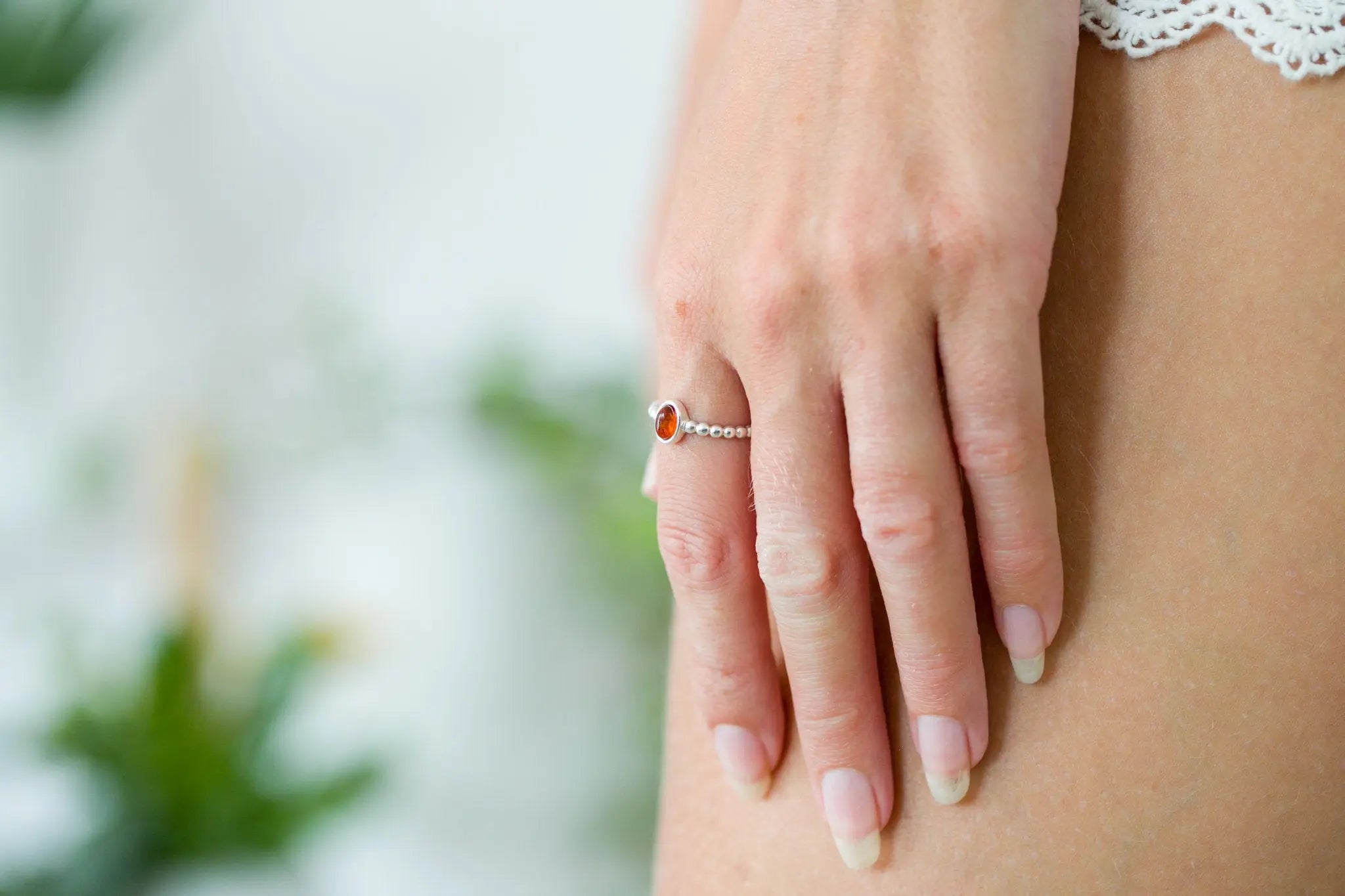 Amber Bubble Stacking Ring- Rings- Baltic Beauty