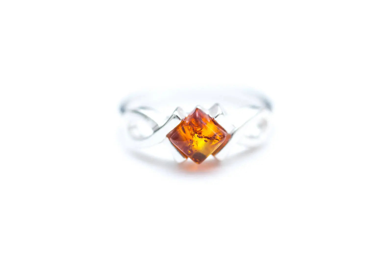 Amber Diamond Infinity Ring- Rings- Baltic Beauty