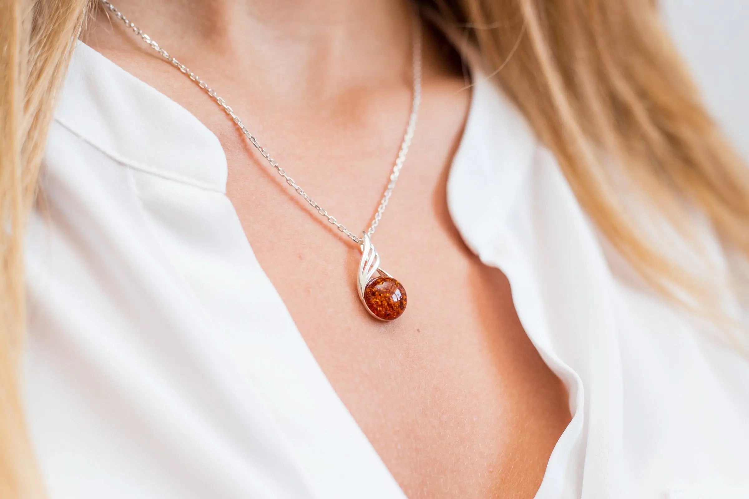 Amber Orb Pendant- Necklaces- Baltic Beauty