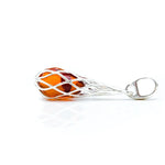 Caged Teardrop Amber Pendant- Necklaces- Baltic Beauty