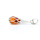 Caged Teardrop Amber Pendant- Necklaces- Baltic Beauty