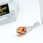 Caged Teardrop Amber Pendant- Necklaces- Baltic Beauty