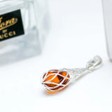 Caged Teardrop Amber Pendant- Necklaces- Baltic Beauty