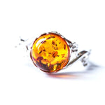 Dainty Floral Amber Ring- Rings- Baltic Beauty