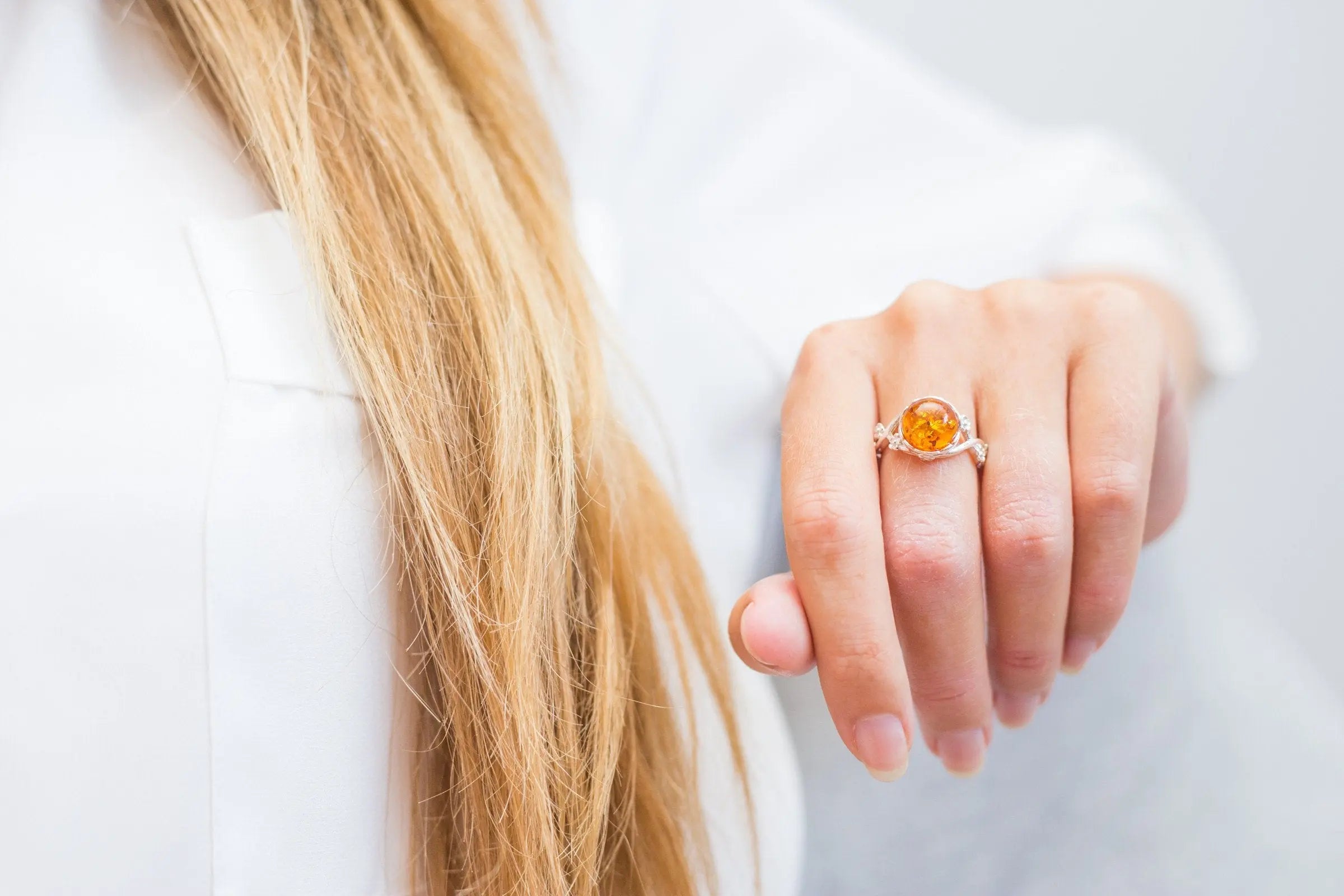 Baltic Beauty Rings Dainty Floral Amber Ring