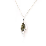 Green Amber Droplet Pendant- Necklaces- Baltic Beauty