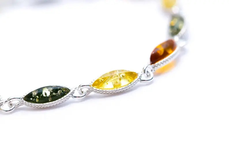 Marquise Multicolour Amber Bracelet- Bracelets- Baltic Beauty