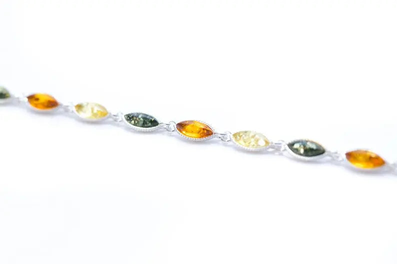 Marquise Multicolour Amber Bracelet- Bracelets- Baltic Beauty