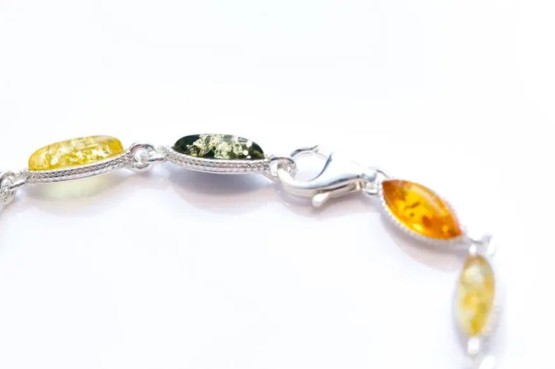 Marquise Multicolour Amber Bracelet- Bracelets- Baltic Beauty