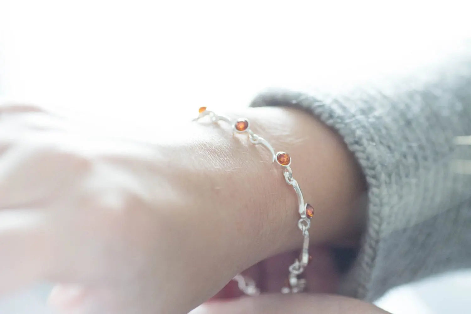 Minimal Cognac Amber Bracelet- Bracelets- Baltic Beauty