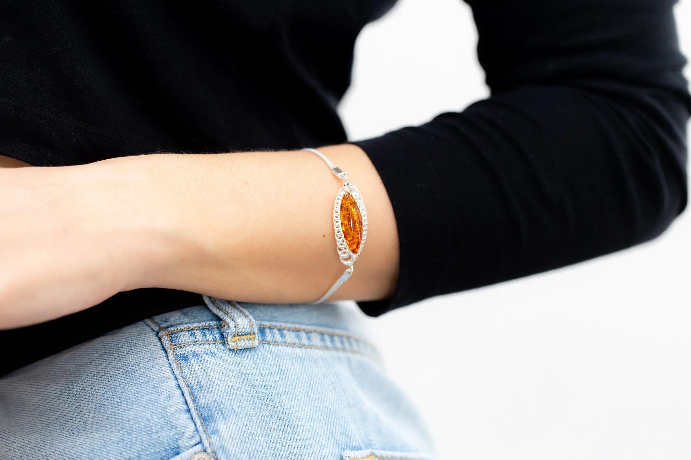 Modern Amber Chain Bracelet- Bracelets- Baltic Beauty