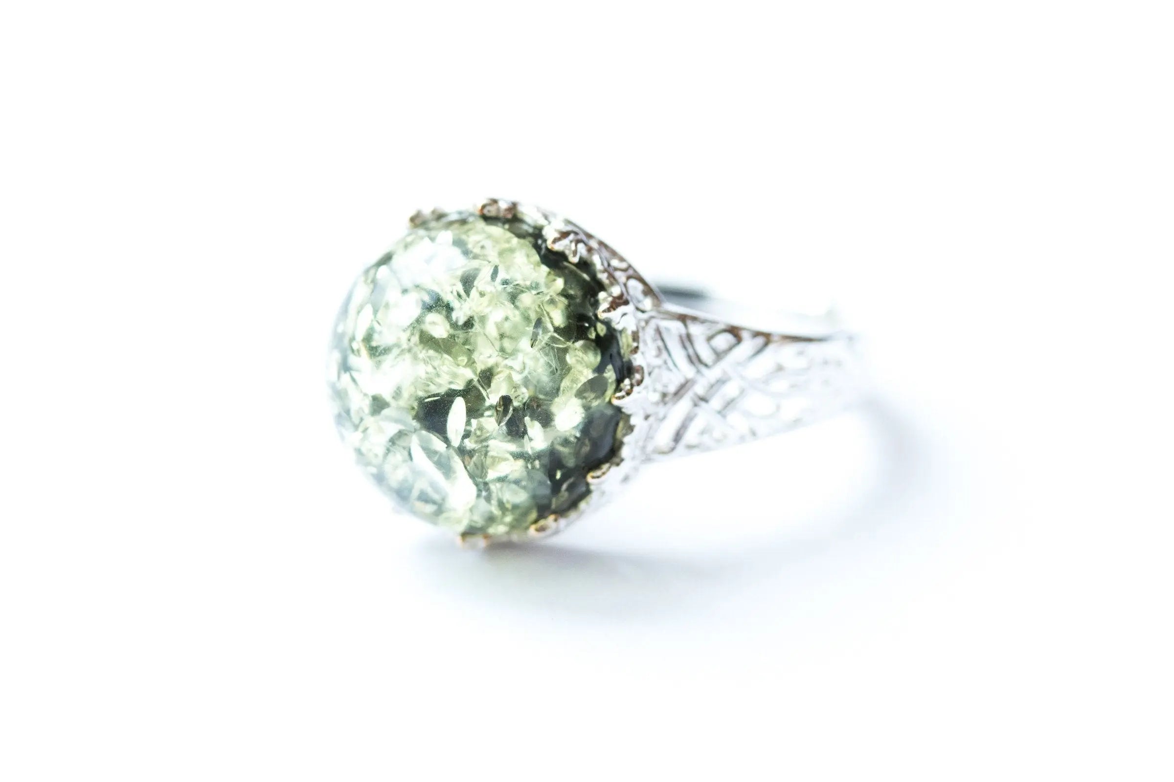 Baltic Beauty Rings Dainty Green Amber Ring