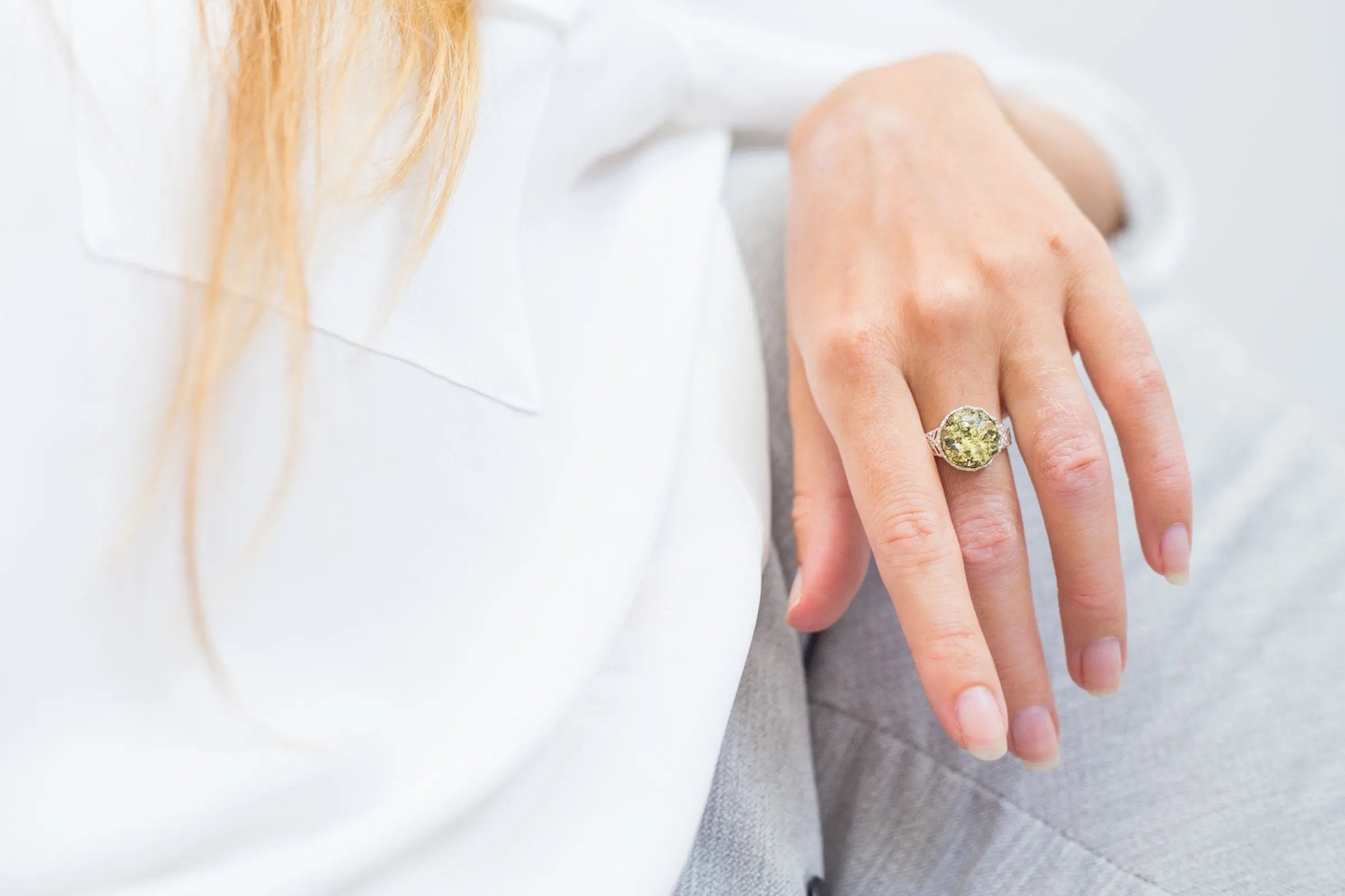 Baltic Beauty Rings Dainty Green Amber Ring