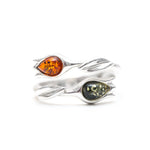 Two Tone Amber Tulip Ring- Rings- Baltic Beauty