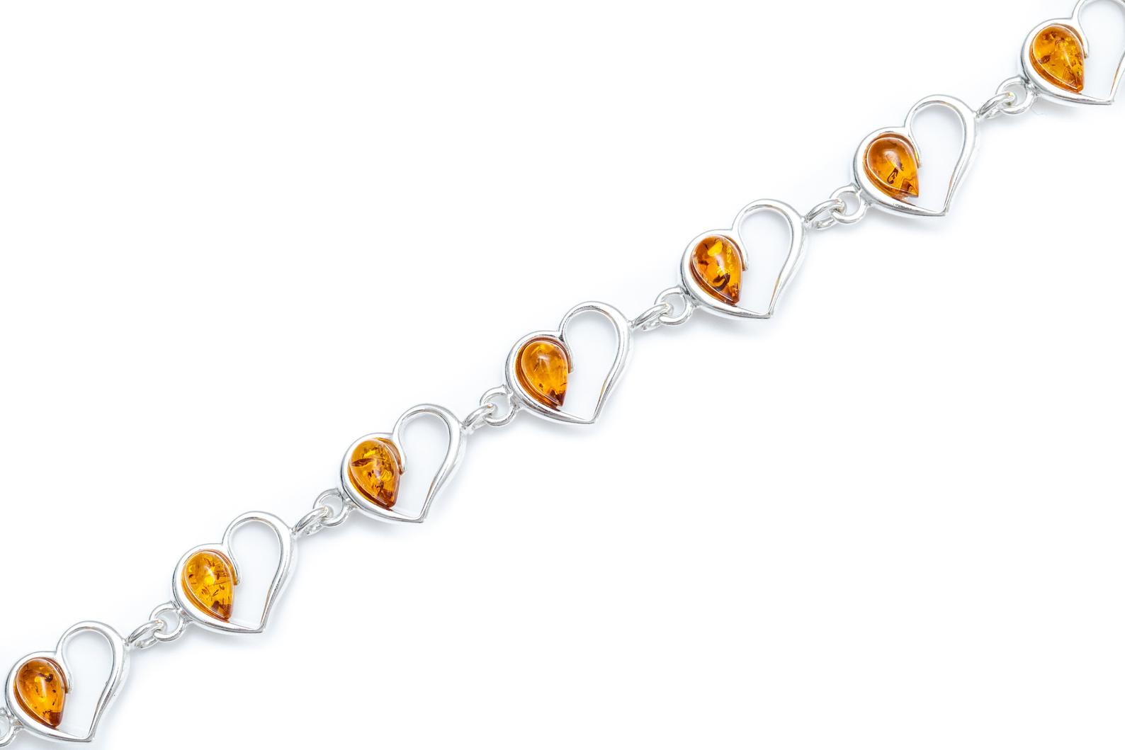 Minimal Amber Heart Bracelet- Bracelets- Baltic Beauty