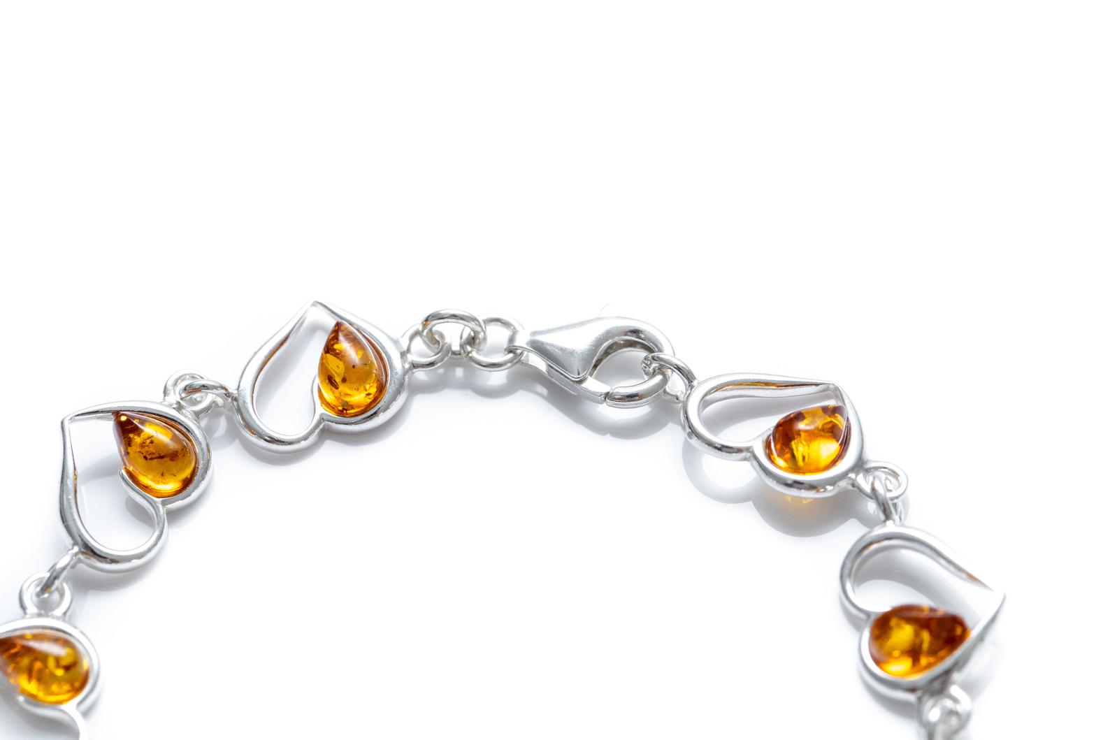 Minimal Amber Heart Bracelet- Bracelets- Baltic Beauty