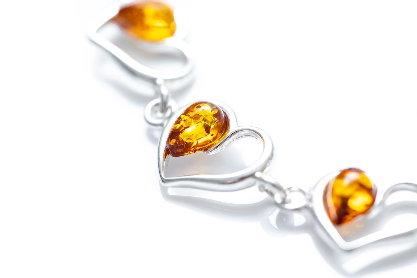 Minimal Amber Heart Bracelet- Bracelets- Baltic Beauty