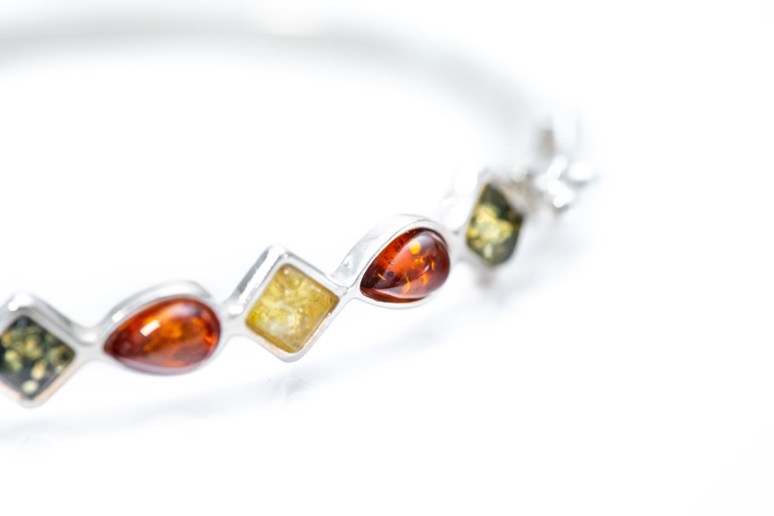 Multicolour Amber Geometric Bangle- Bangles- Baltic Beauty