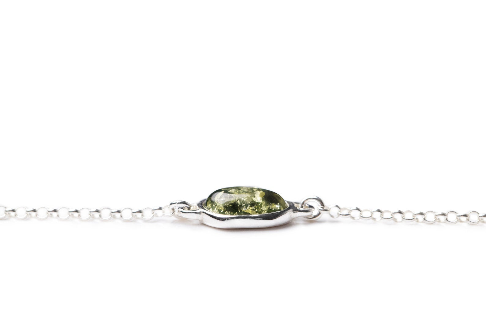 Green Amber ELEMENT Link Chain Bracelet- Bracelets- Baltic Beauty