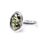 Green Amber ELEMENT Solitaire Adjustable Ring- Rings- Baltic Beauty