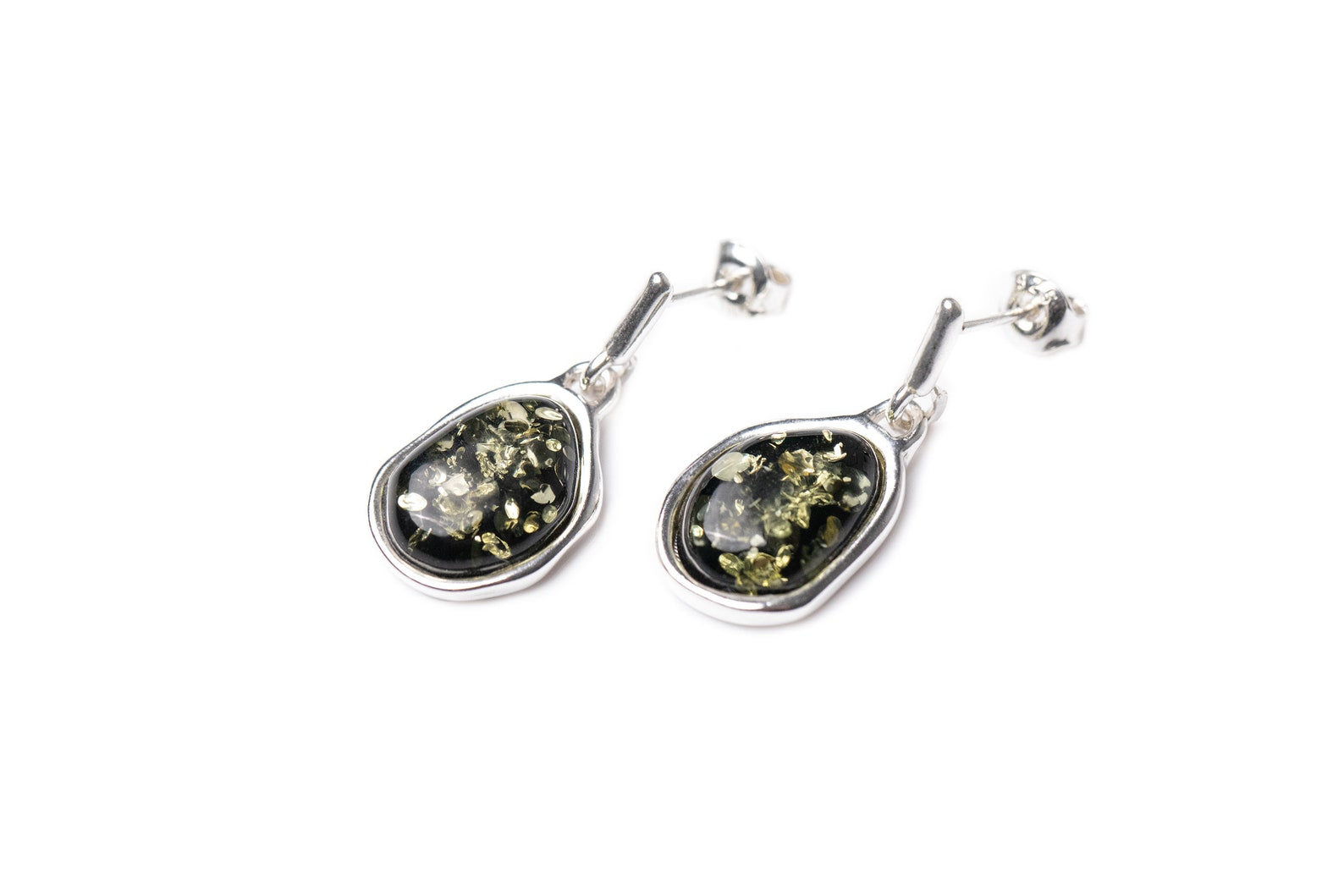 Green amber drop deals earrings