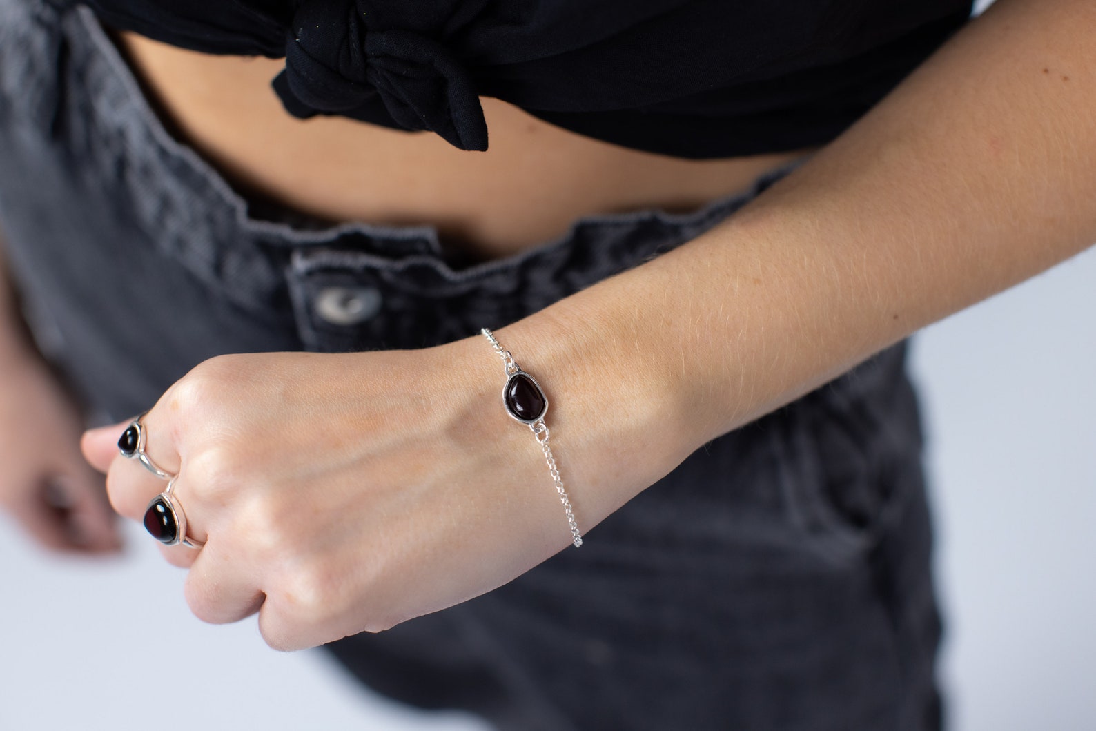 Cherry Amber ELEMENT Link Chain Bracelet- Bracelets- Baltic Beauty