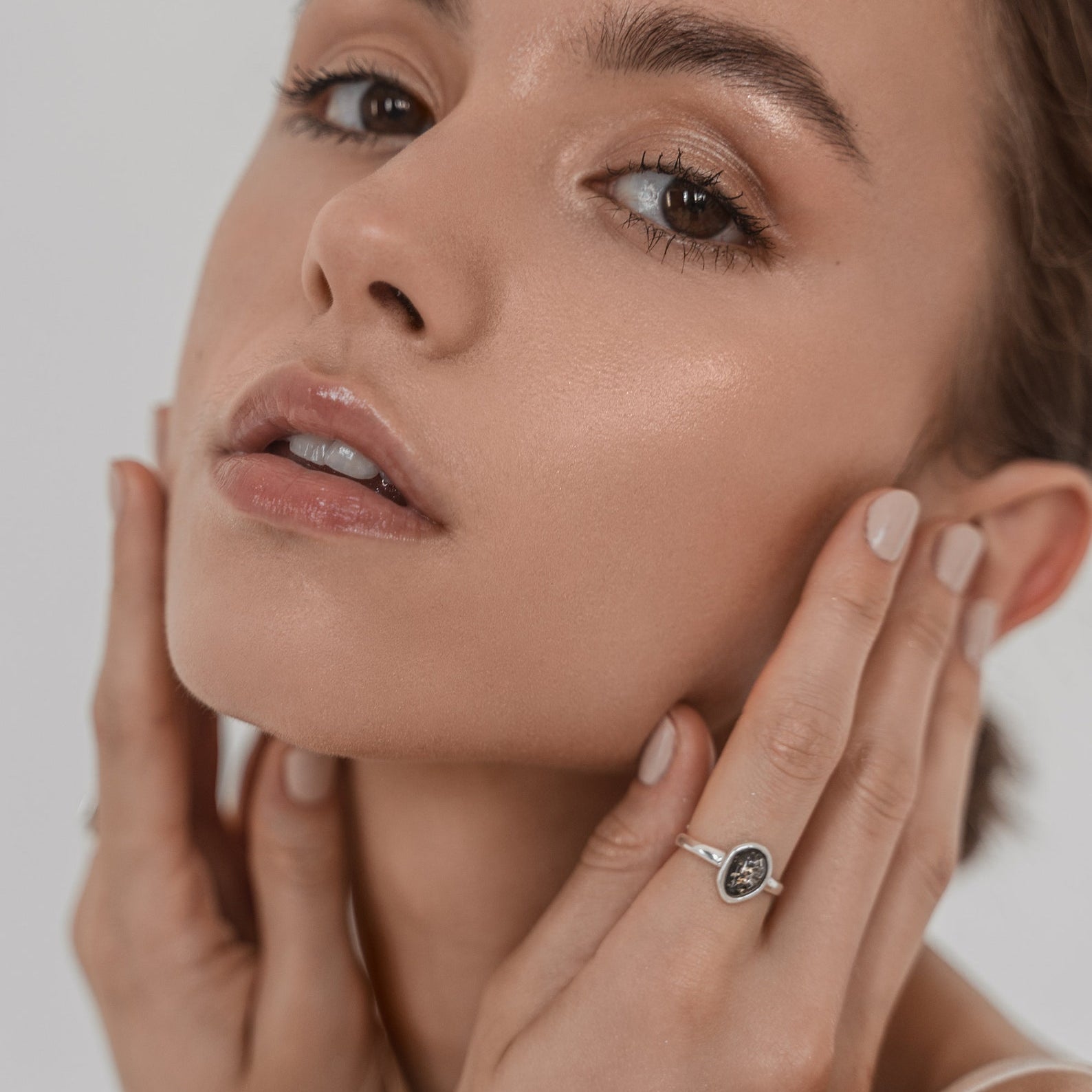 Green Amber ELEMENT Stacking Ring- Rings- Baltic Beauty