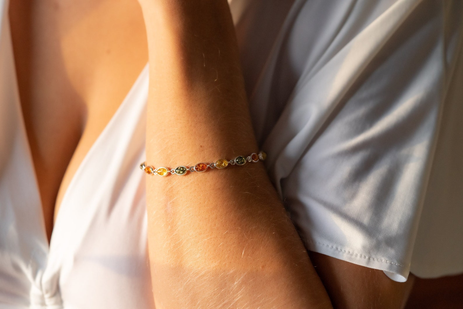 Dainty Multicolour Amber Bracelet- Bracelets- Baltic Beauty