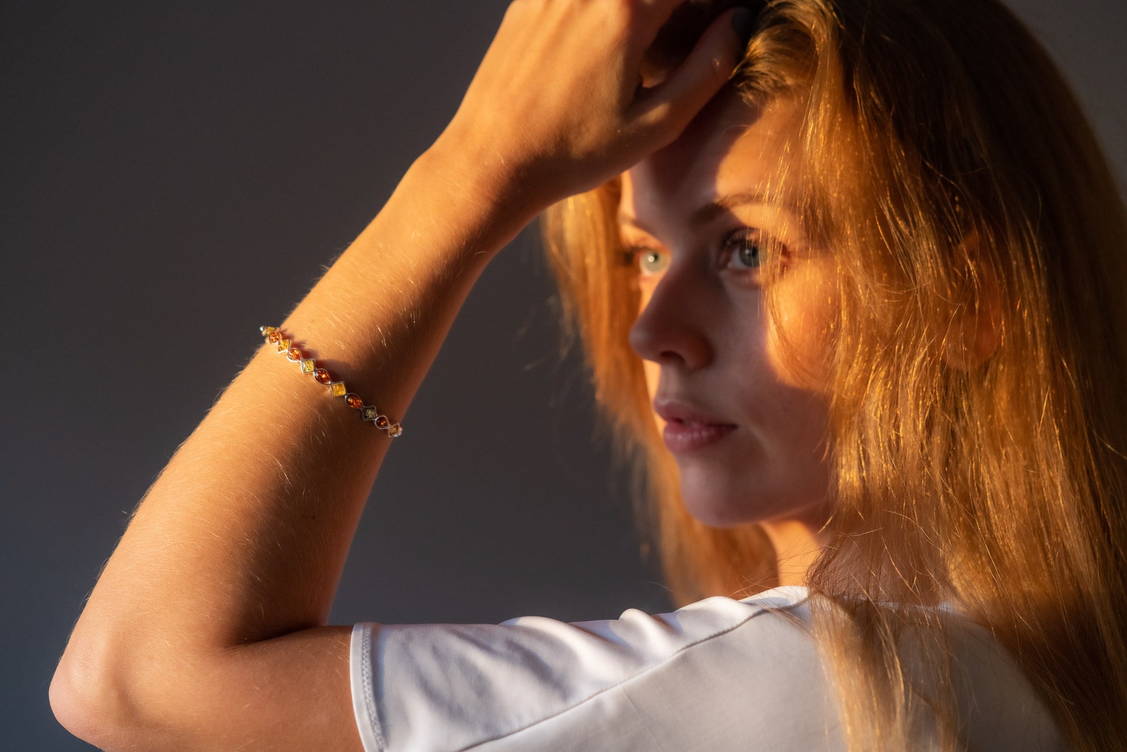 Multicolour Amber Geometric Bangle- Bangles- Baltic Beauty