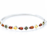 Multicolour Amber Geometric Bangle- Bangles- Baltic Beauty