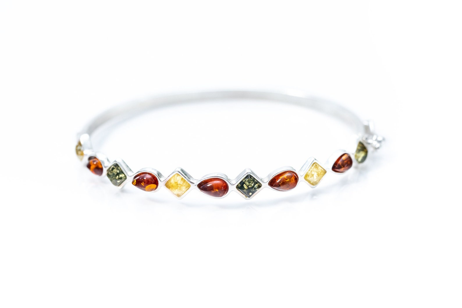 Multicolour Amber Geometric Bangle- Bangles- Baltic Beauty