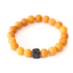 Black Cube Accent Egg Yolk Amber Bracelet- Bracelets- Baltic Beauty