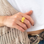Stretchy Butterscotch Yellow Bead Ring- Rings- Baltic Beauty