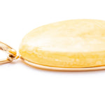 OOAK Large Gold Plated Creamy Amber Pendant- Necklaces- Baltic Beauty