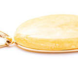 OOAK Large Gold Plated Creamy Amber Pendant- Necklaces- Baltic Beauty