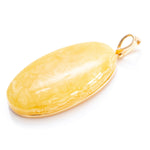 OOAK Large Gold Plated Creamy Amber Pendant- Necklaces- Baltic Beauty