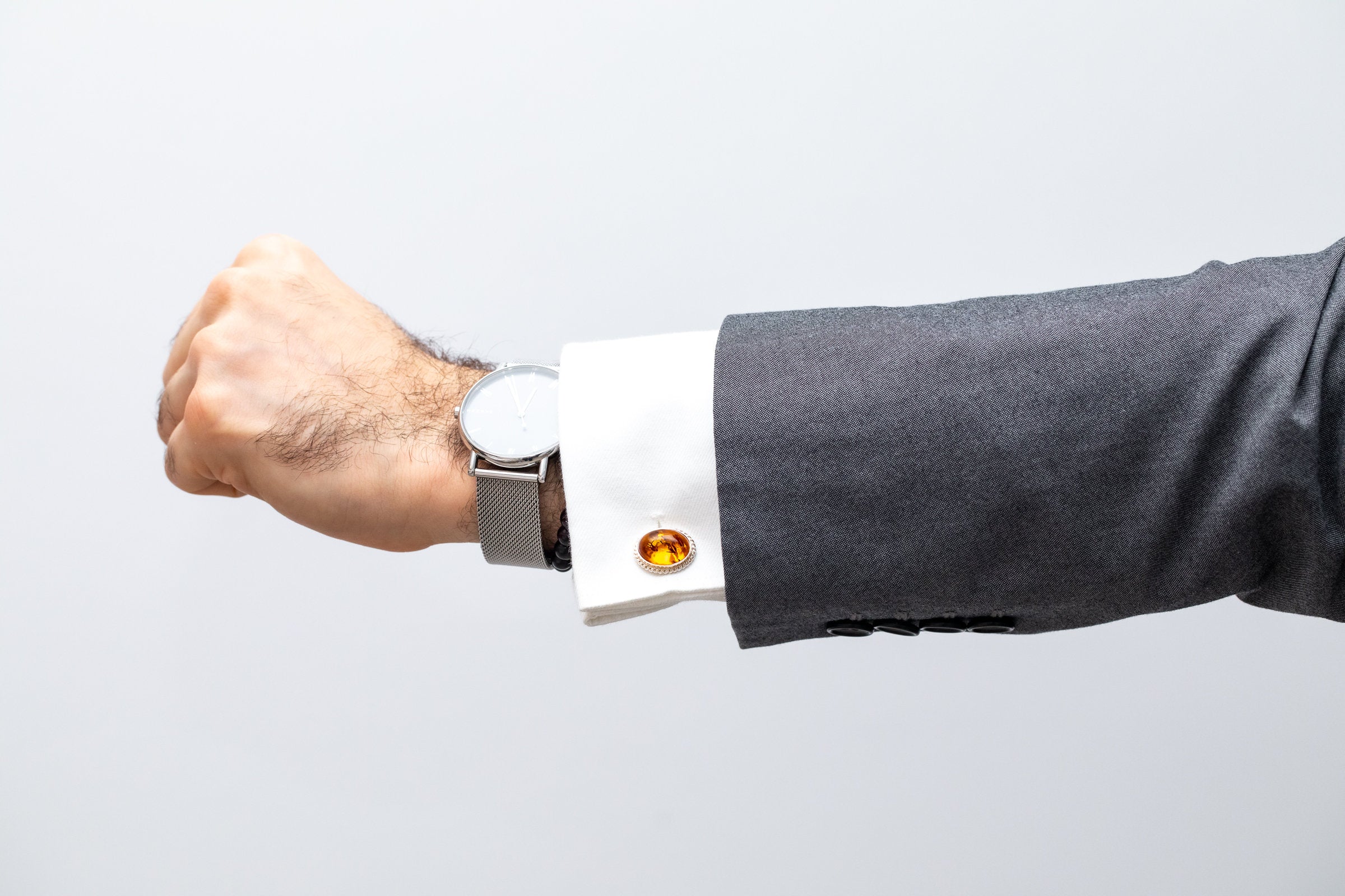 Quintessence Statement Amber Cufflinks- Cufflinks- Baltic Beauty