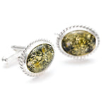 Quintessence Statement Green Amber Cufflinks- Cufflinks- Baltic Beauty