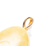 OOAK Large Gold Plated Creamy Amber Pendant- Necklaces- Baltic Beauty