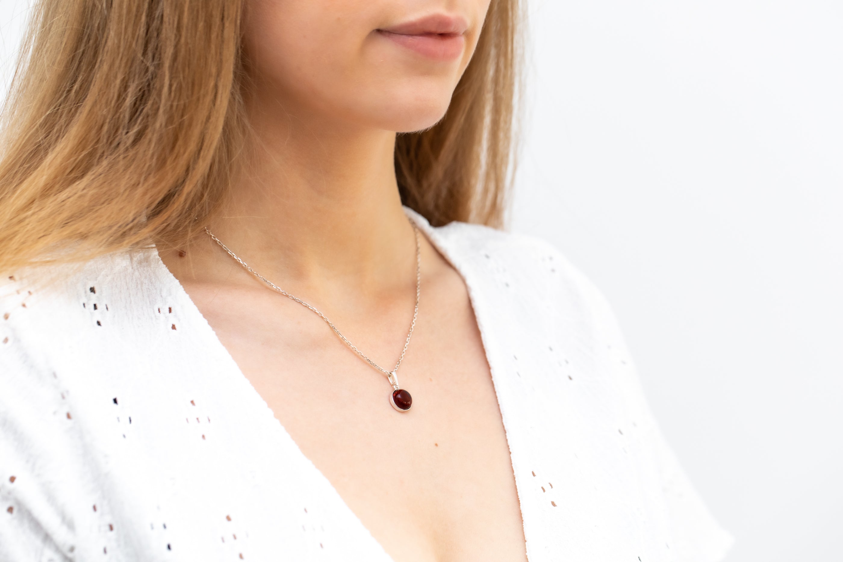ESSENTIALS Mini Cherry Amber Pendant- Necklaces- Baltic Beauty