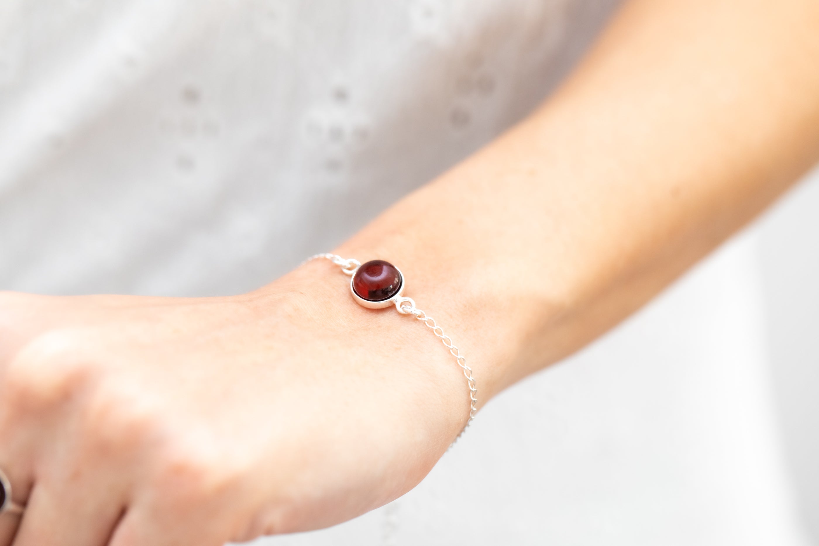 ESSENTIALS Cherry Amber Link Chain Bracelet- Bracelets- Baltic Beauty