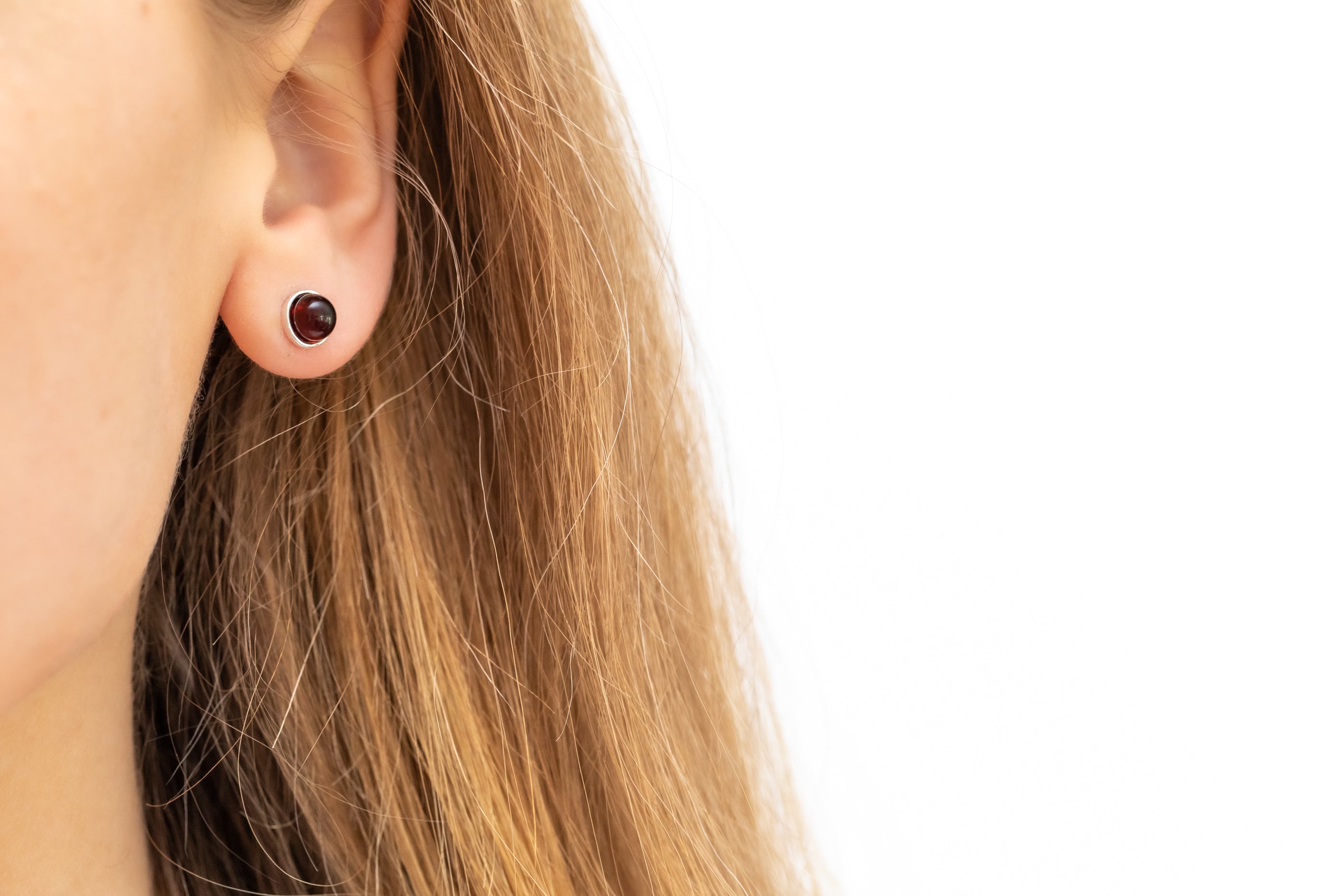 ESSENTIALS Mini Cherry Red Amber Stud Earrings- Earrings- Baltic Beauty