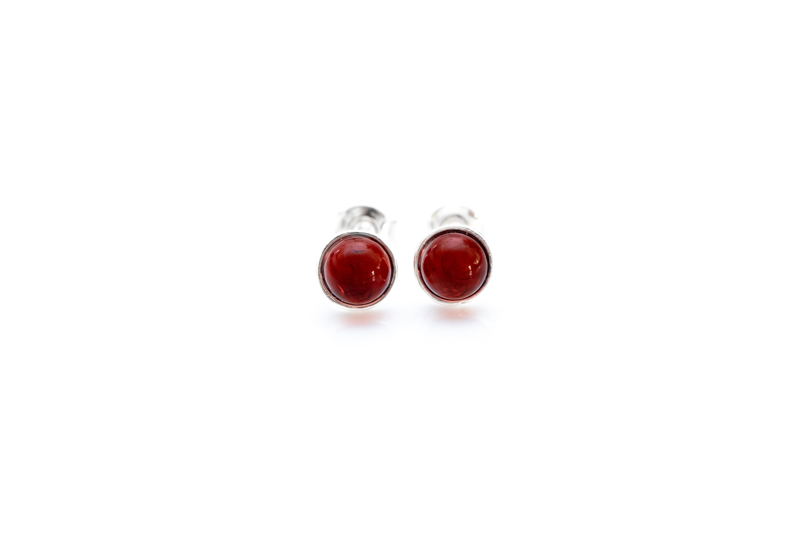 ESSENTIALS Mini Cherry Red Amber Stud Earrings- Earrings- Baltic Beauty