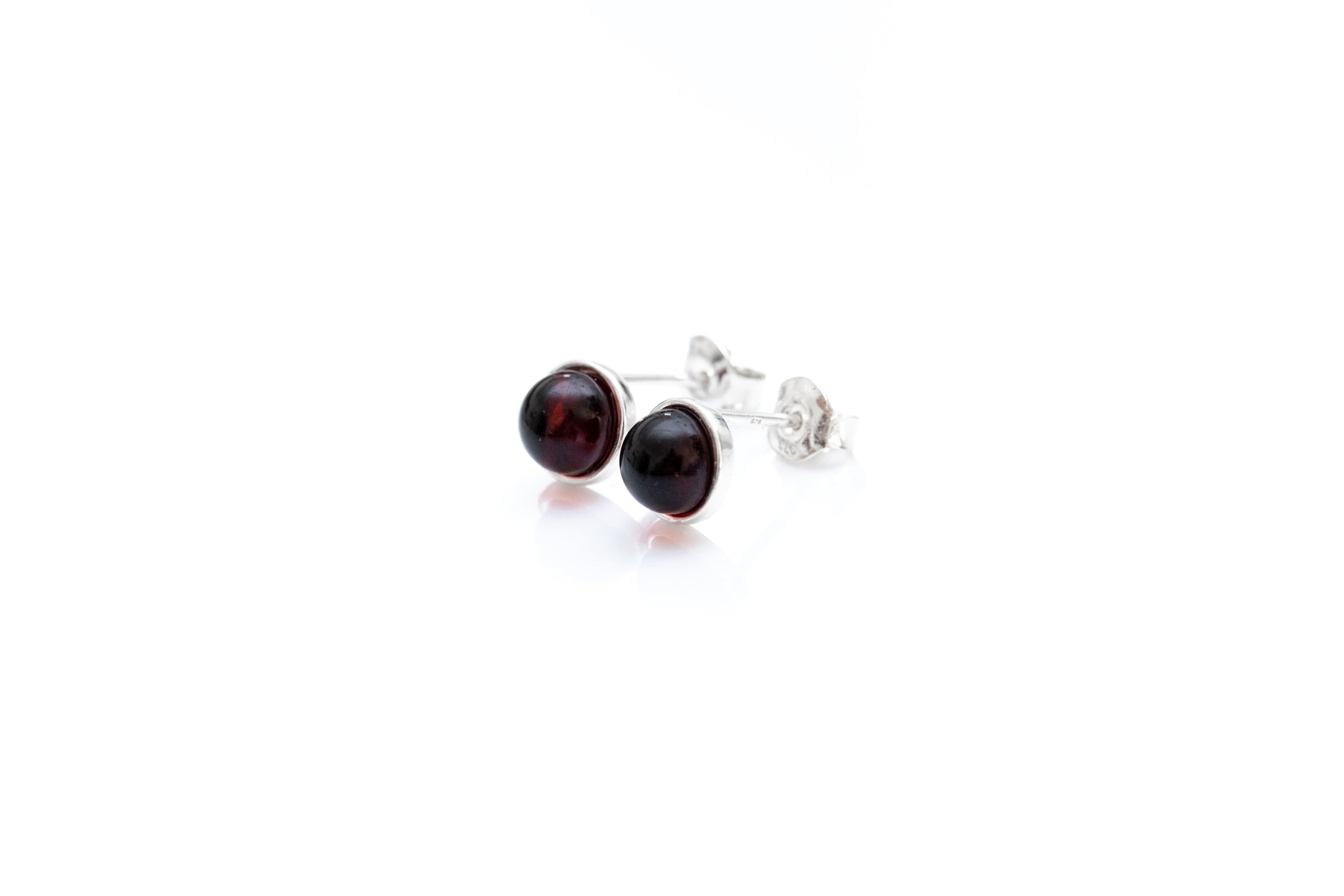 ESSENTIALS Mini Cherry Red Amber Stud Earrings- Earrings- Baltic Beauty